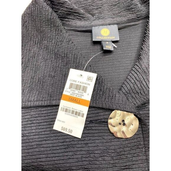 JM Collection Blazer Jacket Small Black Women's Bell-Sleeve Oversized-Button NEW - Picture 7 of 9